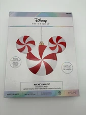 Disney 15" Hanging Mickey Mouse Peppermint LED Light Christmas Holiday NEW NIB