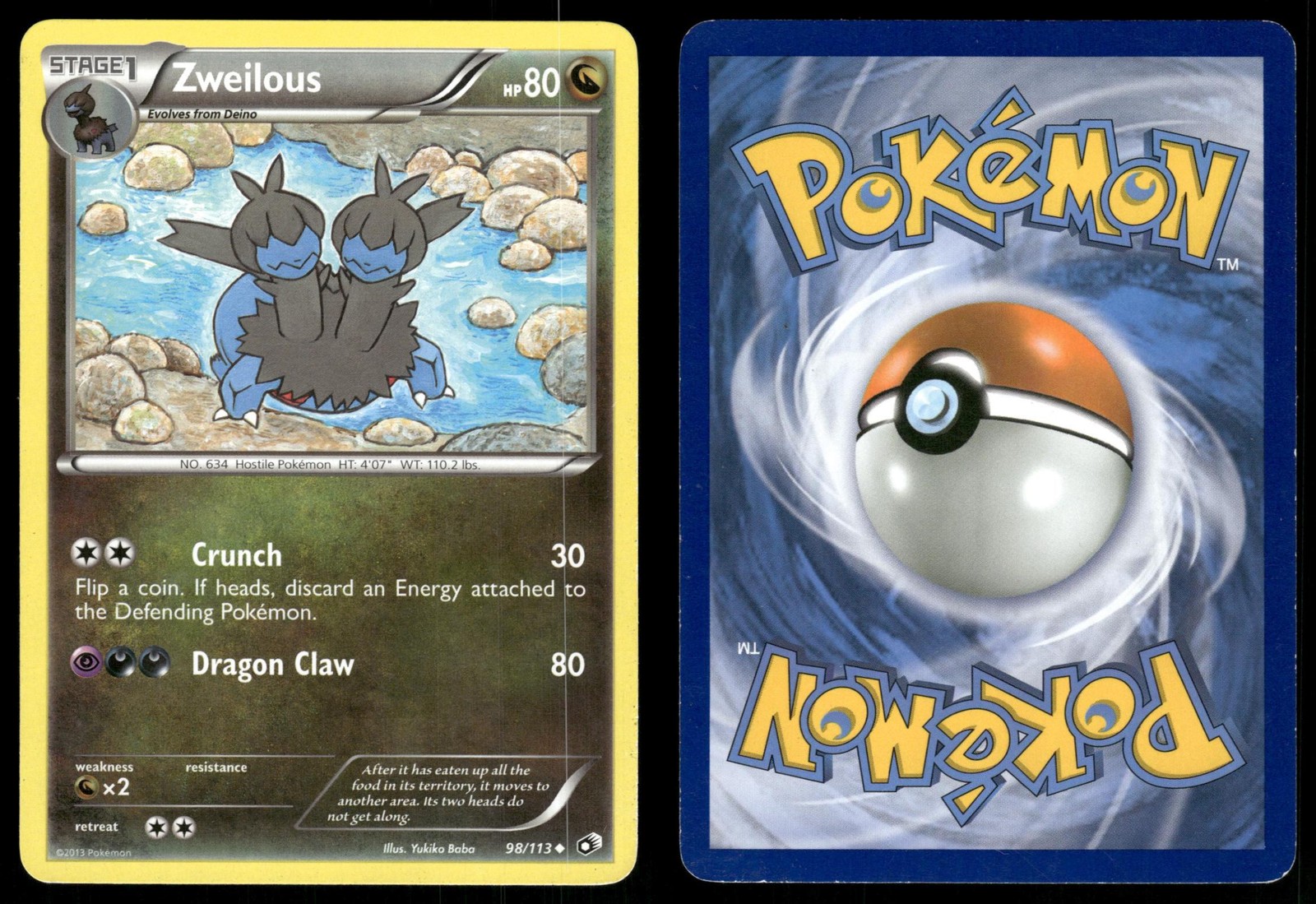 Zweilous 98 LIGHTLY PLAYED Legendary Treasures 113 Pokemon