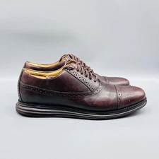 Cole Haan Shoes Mens 10.5 Burgundy Leather LunarGrand Cap Toe Oxford Brogue