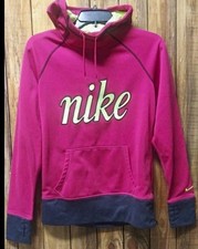 Nike Therma-FIT Women's Colorblock Logo Fleece Pullover Hoodie Pockets Size S