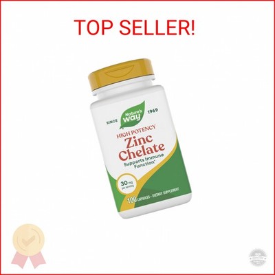 Nature's Way Zinc Chelate, Zinc Supplements, Supports Immune Function*, 30 mg pe
