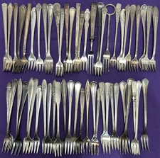 50 Antique to Vintage Silverplate SEAFOOD - OYSTER -  COCKTAIL FORKS 5.5"-6.25"