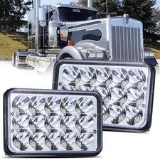 1 Pair Square Car Headlamp 4x6.6 Led Headlight Hilo Beam Halo Drl Turn Signal