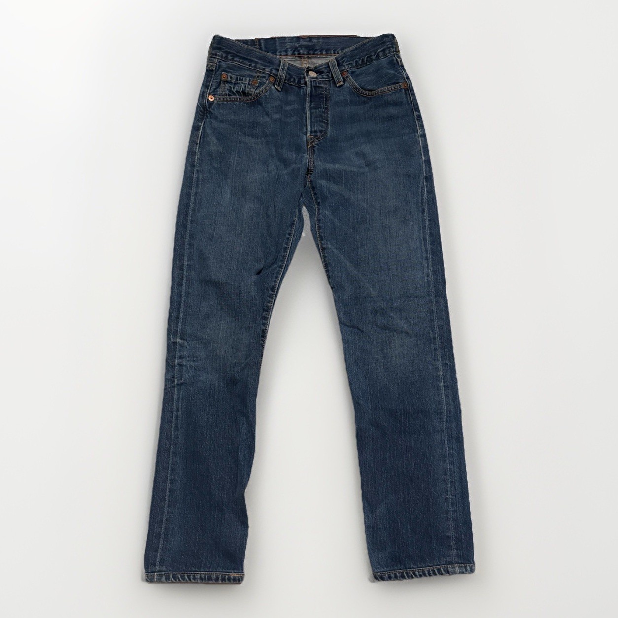Women&rsquo;s 27x28 Selvedge Button Fly Straight Leg Blue Denim
