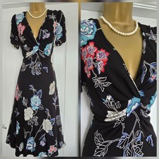 Vintage 1940s Style Ruched Floral Tea Party Dress Size 10 to 12