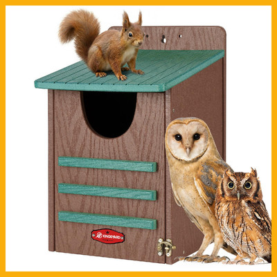 Kingsyard Large Recycled Plastic Owl House, Waterproof for Screech Owls Bird Box