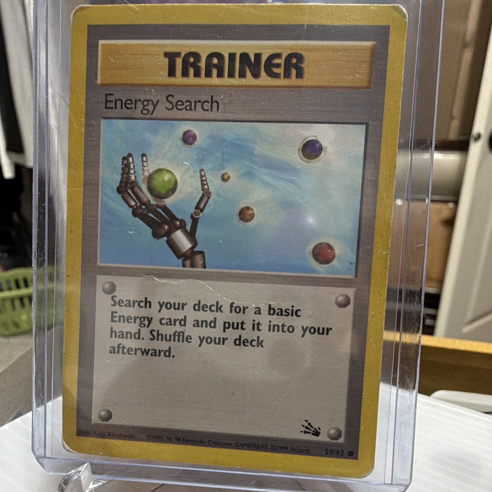 Pokemon Energy Search 59/62 Fossil Regular Common Trainer Card EN Unlimited