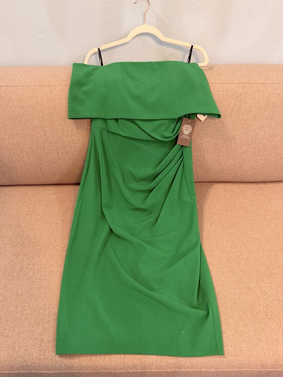 green emerald velvet dress Vince Camuto Eyelet Balloon Sleeve Dress Green 6 at Amazon Women's Clothing  store