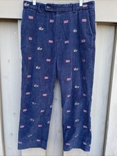 Vineyard Vines Navy Corduroy Ho Ho Pants With Christmas Whales Men s 33W x 30L