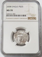 2008 PLATINUM 1/4oz AMERICAN EAGLE $25 NGC MINT STATE 70 3500.00 per troy oz