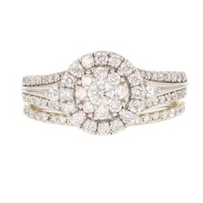 .80ctw Round Cut Diamond Halo Cluster Wedding Set Rings 14k White Gold Size 5.5