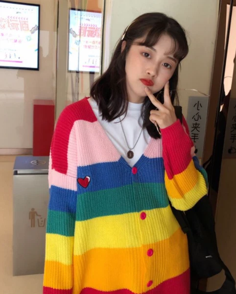 Lazy oaf rainbow sweater top