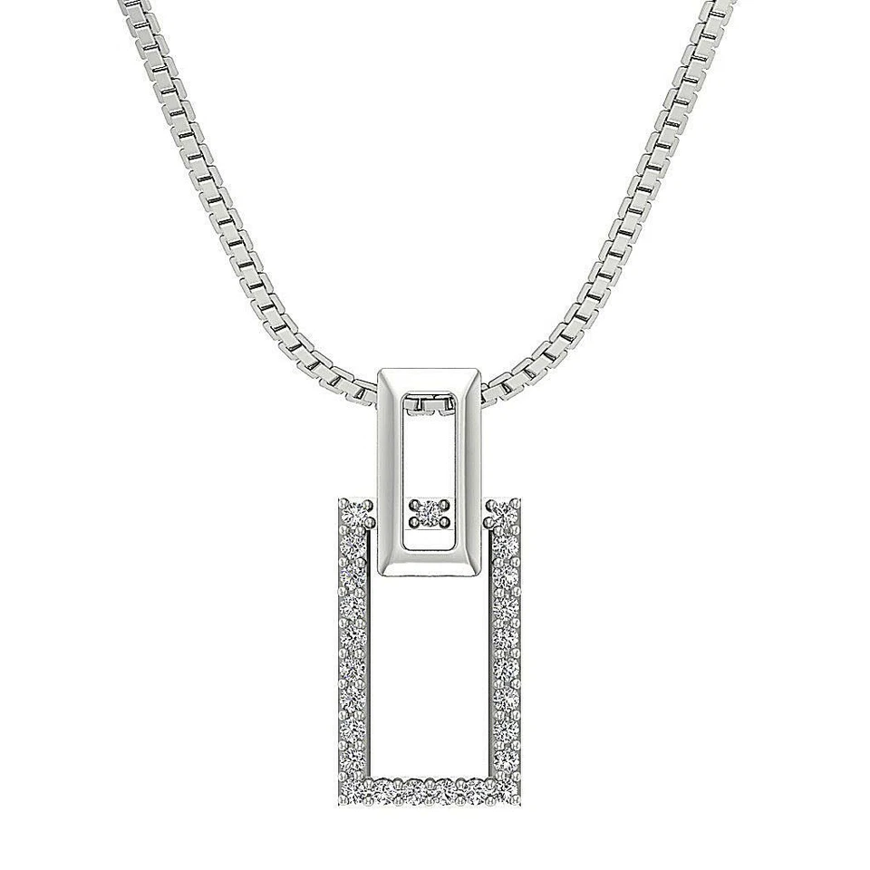 I1 G 0,15 quilates Diamante Natural Moda Colgante Collar Oro 14K Cadena 18 pulgadas Foto 2 de 4