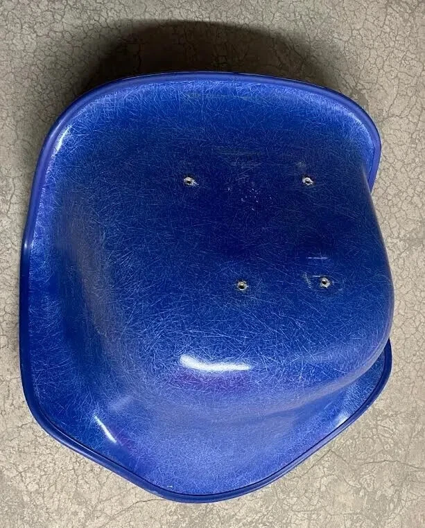 1 EAMES BLUE FIBERGLASS SHELL PURPLE ALEXANDER GIRARD FABRIC HERMAN MILLER CHAIR - Image 4 of 4