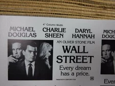 WALL STREET Movie Mini Ad Sheet Vintage Advertising Poster Clip Art Film