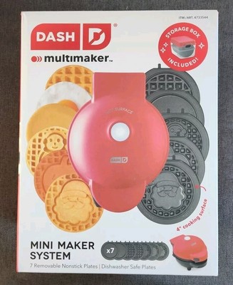 Dash MultiMaker  Mini System Holiday Waffle Maker with 7 Removable Plates-NEW