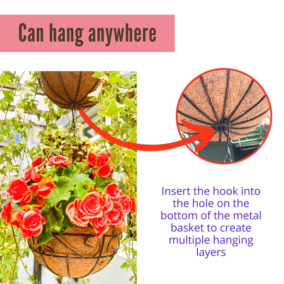 LaLaGreen Hanging Planter for Outdoor Plants 6 Pack 12 Inch Hanging