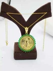 Liberty Coin Pendant 14K Yellow Gold Plated 2Ct Round Cut Lab Created Emerald