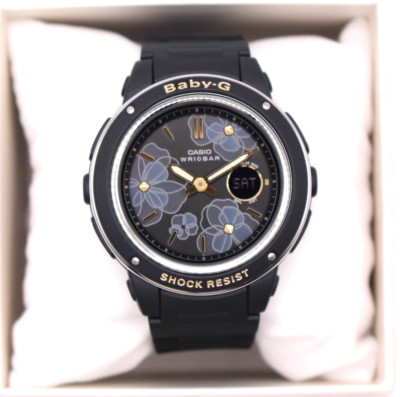 CASIO BABY-G BGA-150FL-1AJF Women's Watch Black Anadigi Round Face Floral Dial