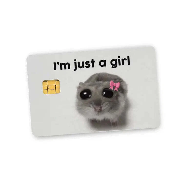 ANY CUSTOM PRODUCT I'm Just A Girl Sticker (2-Pack) | Funny Hamster Meme Credit Card Skin | Girl Ma