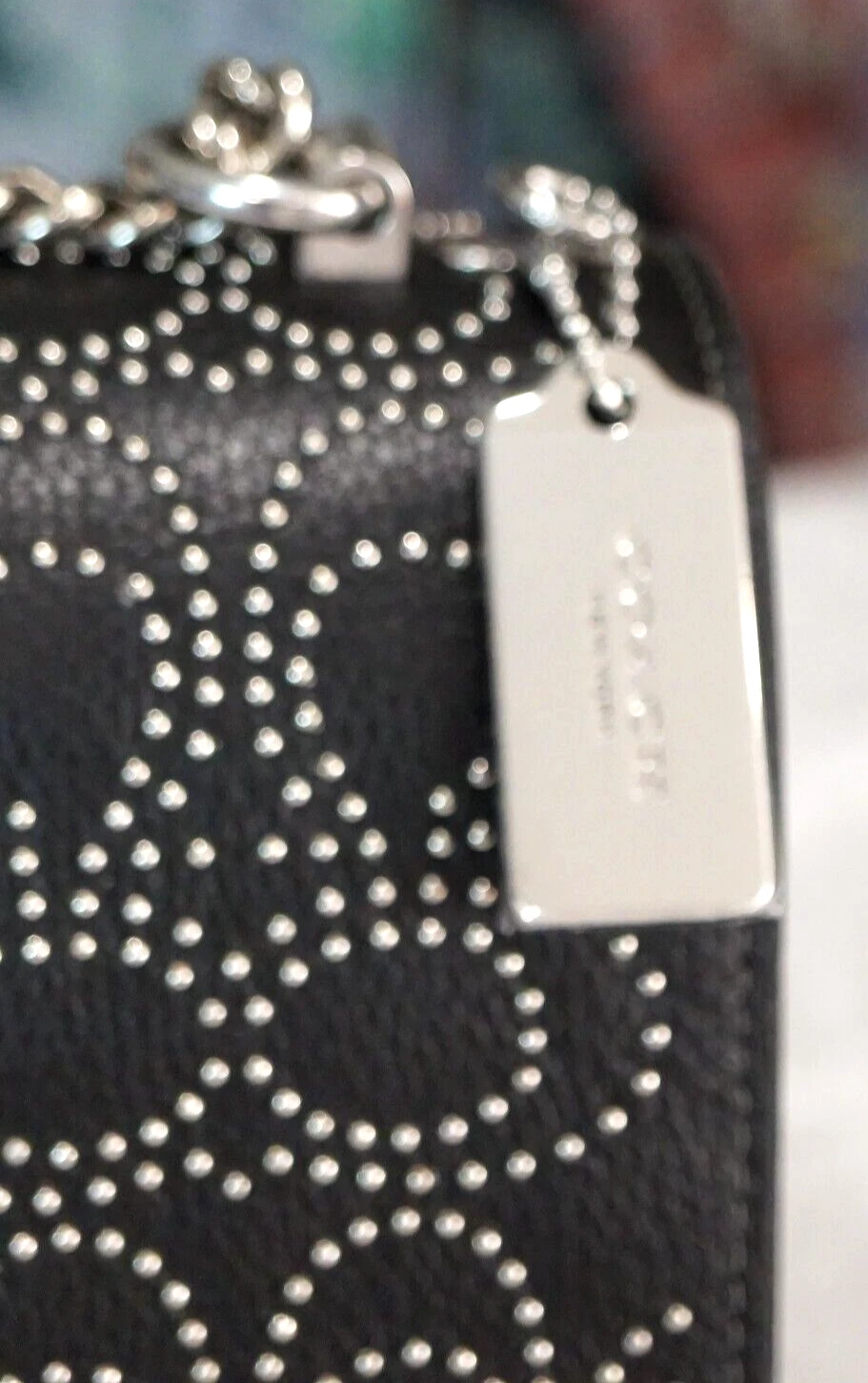 Borsa a tracolla Coach Klare CX260 Sig Rivets Conv nuova con etichette X Body in pelle NERA argento