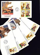 1988 Carousel Animals Sc 2390-2393a FDCs Fleetwood merry-go-round horse deer