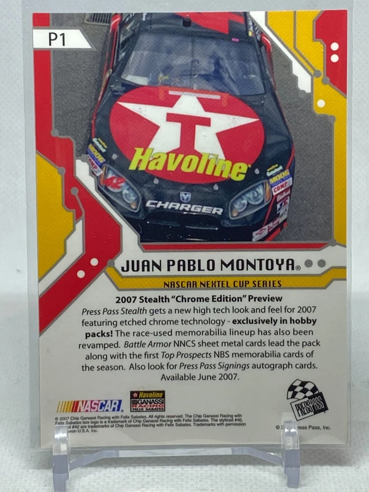 2007-08 Press Pass Premium #P1 Juan Pablo Montoya  Nascar - Image 2 of 2