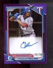 Chandler Pollard 1st  Rangers 2024 Bowman Purple Chrome Refractor Auto /250