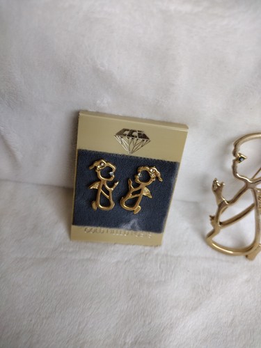 Praying Angel Brooch Earring Set Vintage NOS Christmas Church Gift Gold Tone - Picture 2 of 11