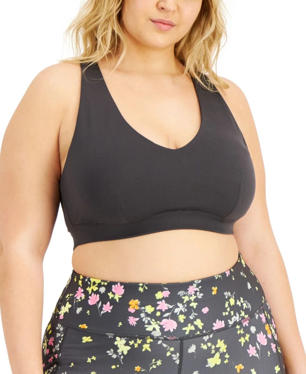 ID Ideology Women's 2X Plus Size Deep Charcoal Sports Bra