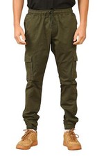 Mens Cargo Joggers Combat Trousers Elastic Waist Cuffed Utility Pants Gym