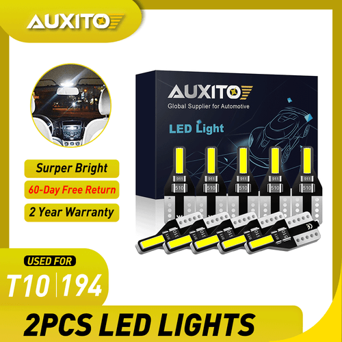 10Pcs White T10 LED W5W 168 192 194 Bulb 6000K Canbus Side Marker Lights 2SMD