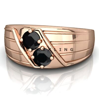 Black Onyx Round Cut With 925 Sterling Silver Gold Plated Ring For Men #D521