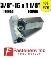 (Qty 100) 3/8"-16 x W1/2" x L 1 1/8" Coarse Grade A Hex Rod Coupling Nut Zinc
