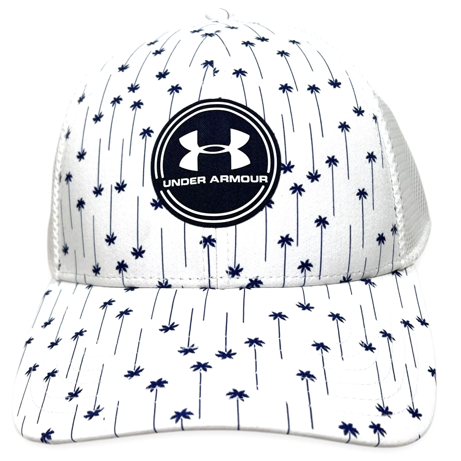 Under Armour UA Hat Men XL 2XL White GOLF ISO-Chill All Over Palm Print Mesh Cap