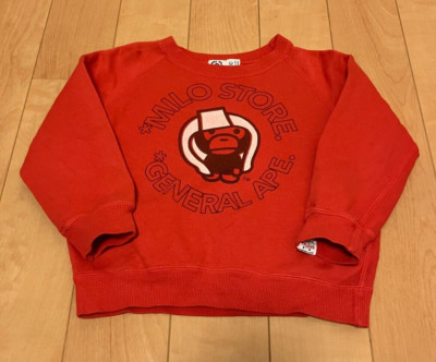 A BATHING APE BAPE KIDS Baby Milo Store long sleeve sweatshirt 100 red cotton
