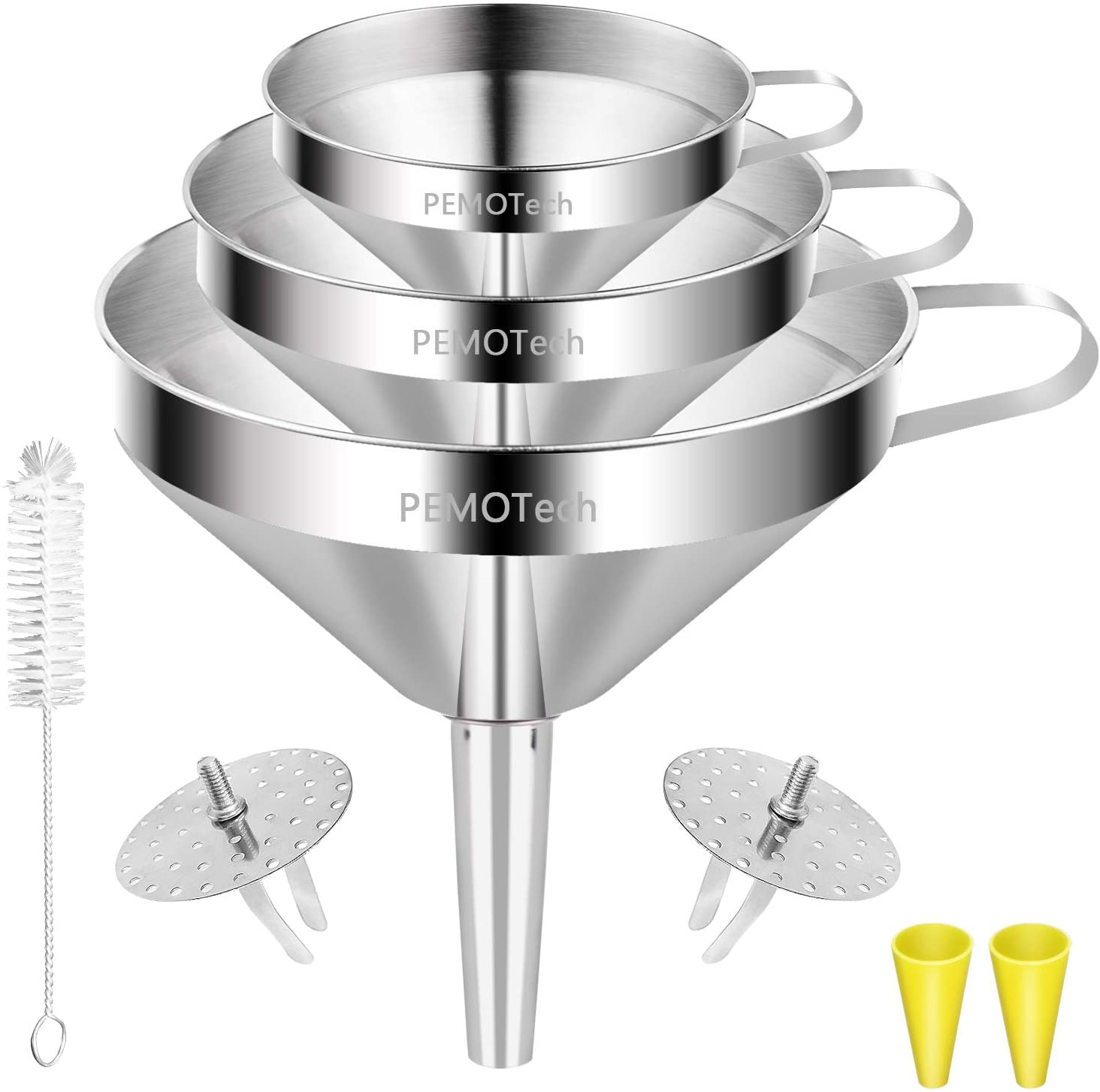Edelstahl-Trichter, 3 Stück Edelstahl Trichter Strainer Filter Set mit Griff