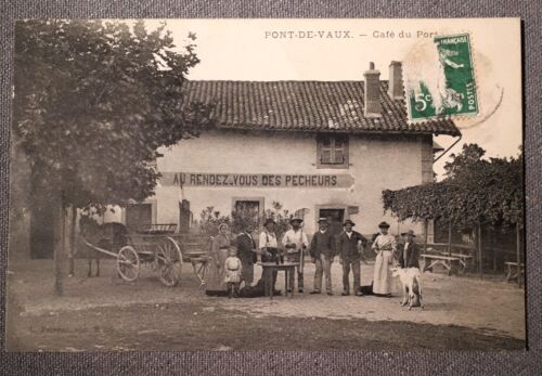 CPA PONT DE VAUX AIN AU RENDEZ VOUS DES PÊCHEURS. MAISON GIRAUDON CIRCULEE 1909. - Photo 1/2