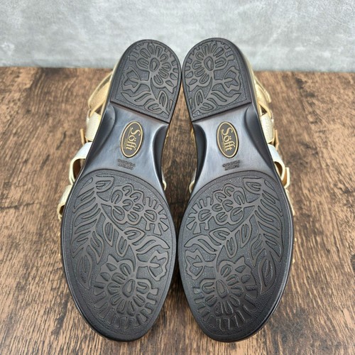 Sofft Sandalen 8 M Gold Silber Metallic Riemchen Schnallen Keilabsatz Gladiator Leder - Bild 12 von 16