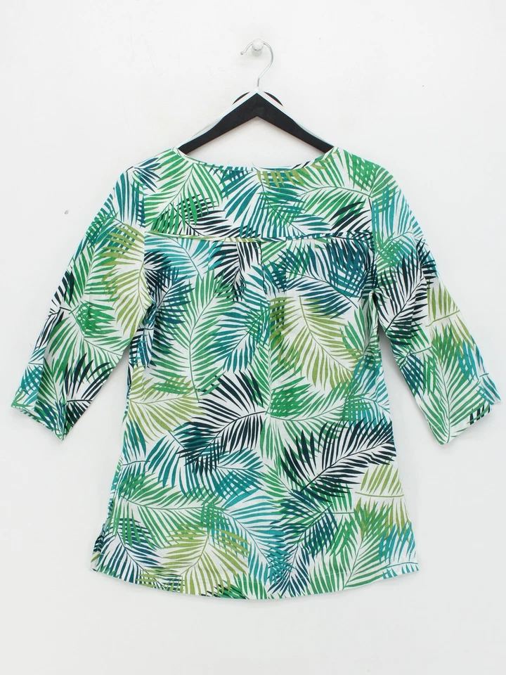 Laura Ashley Women's Top UK 8 Multi Floral 100% Linen Long Sleeve V-Neck Basic - Image 2 of 4