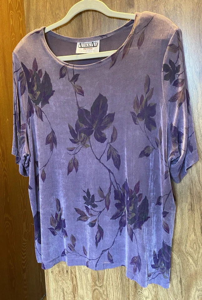 Vikki Vi Black Plum Long Knit Jacket with Matching Tee, Women’s Petite Size 1XP - Image 4 of 4