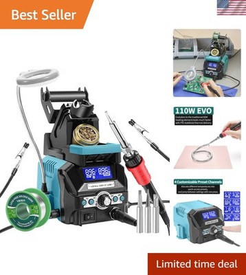 939D+ III EVO Digital Soldering Iron Station Kit 110W High Power with LCD dis...