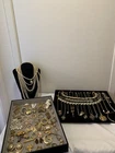 Vintage Gold Tone Jewelry Lot of 76 Coro, Austria, Hobe, Trifari, Avon, Giovanni