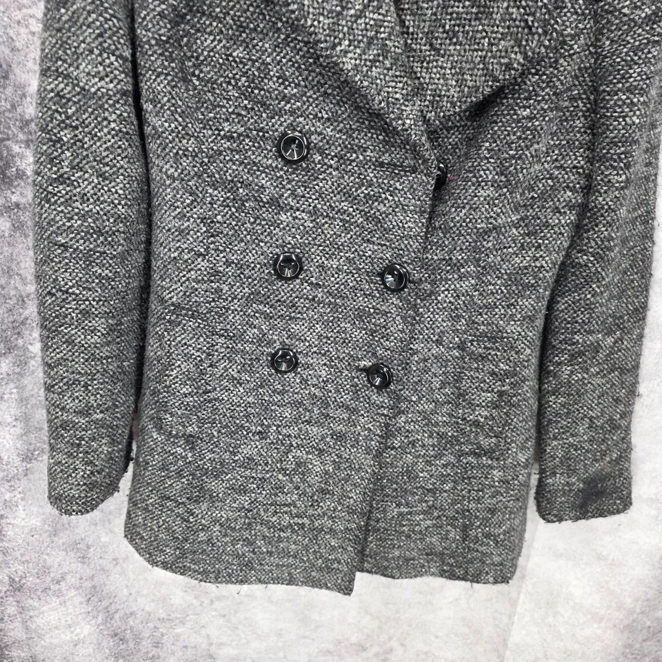 Casaco feminino Nine West Pea 12 cinza duplo breated mistura de lã peso pesado - Imagem 3 de 4