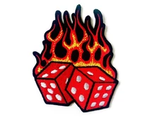 Small Red Black Fabric Applique Iron On Patch for Clothing Hats Bags 3.5 x 3