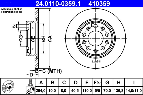Disque de frein ATE anti-vibration pour corriger le bruit au freinage