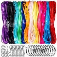 Lanyard String Kit, 12 Colors Plastic Lacing Cord, Glossy Bright Color, Lanyard