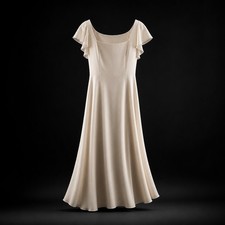 Azazie cream midi dress with ruffle sleeves