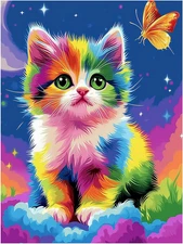 Paint by Numbers for Adult, Cat Paint by Numbers Kit for Adults Beginners, DIY C