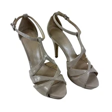 Marc Fisher Nude Tan Open Toe Ankle Strap Stiletto Platform Heels Size 8M